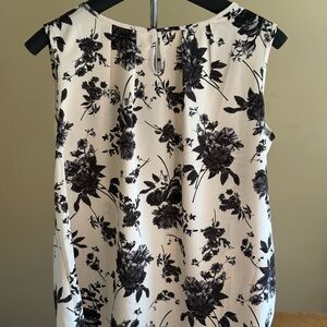 Floral Black and White Sleeveless Top